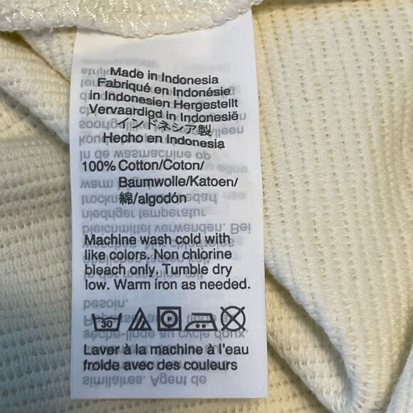 Madewell Texture & Thread Textured Tie-Front Top Ivory Knit Long-Sleeve V-Neck S - Picture 9 of 10